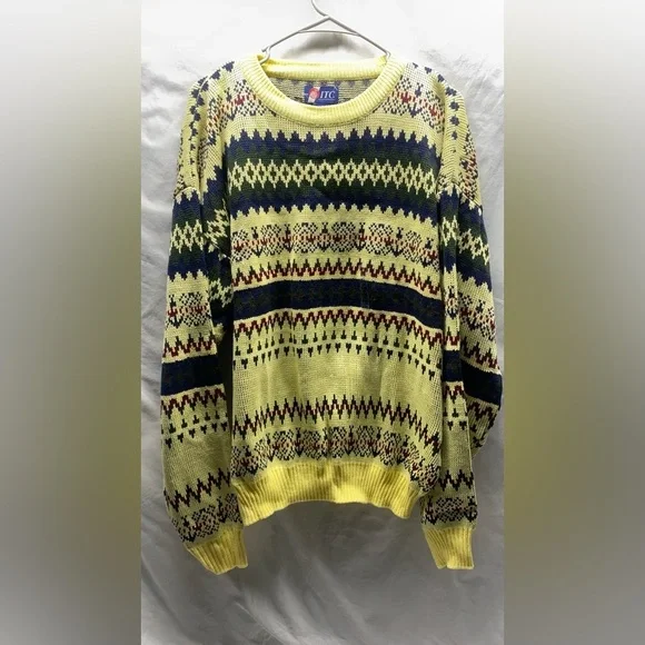 Vtg 90s ITC Grandpa Fair Isle Slouchy Sweater XXL NWT - Picture 5 of 5